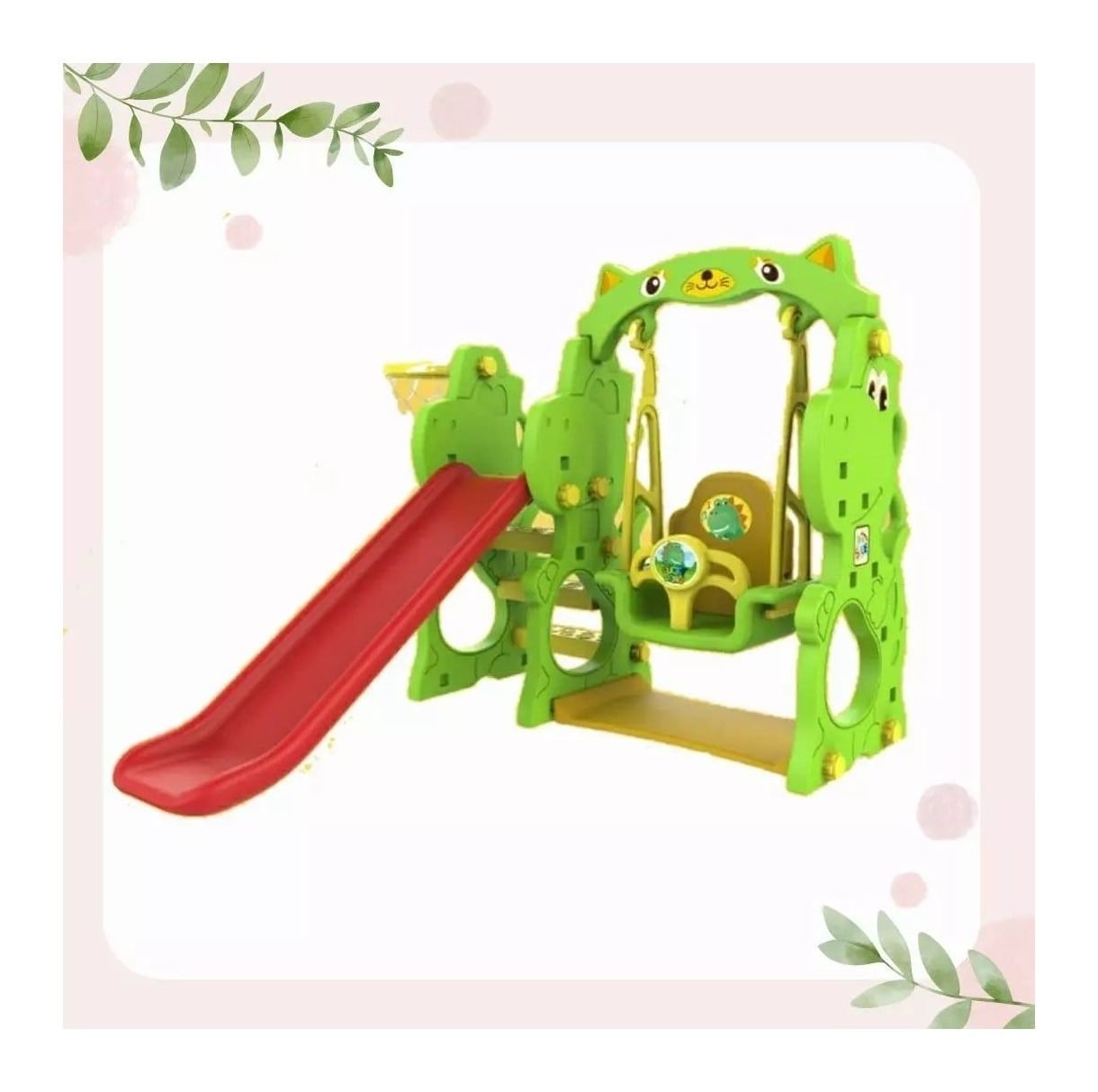 SNS DINO SLIDE WITH SWING GREEN RED