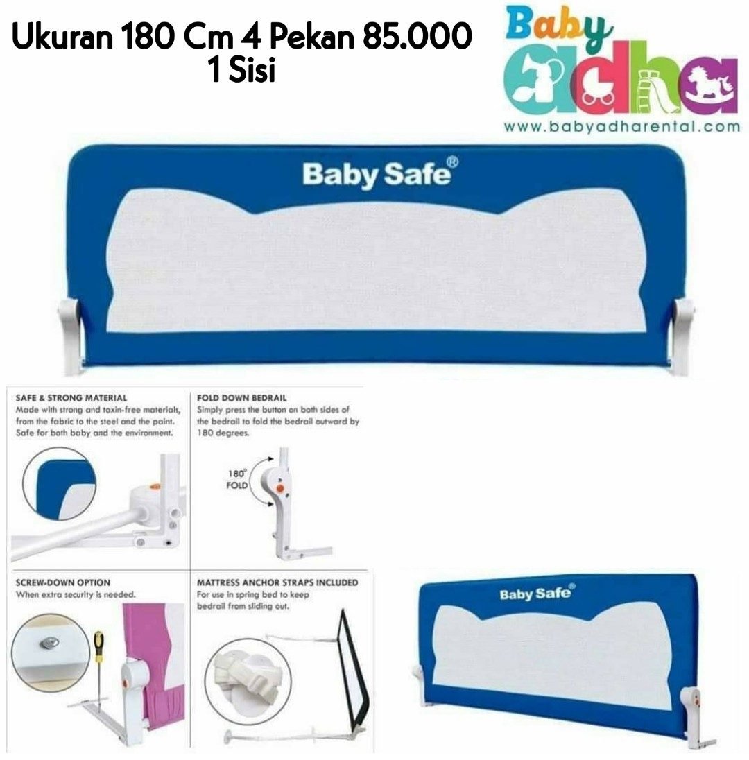 BABY SAFE BEDRAIL BLUE 180CM