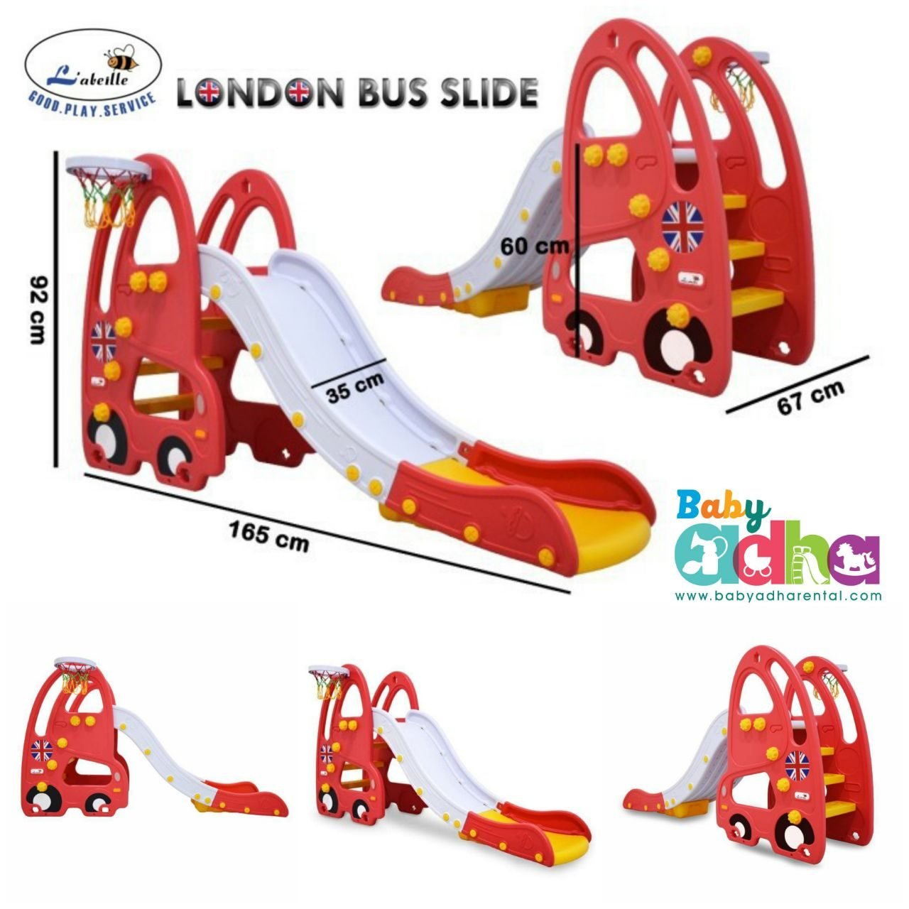 SNS LABIELLE LONDON BUS SINGLE SLIDE RED