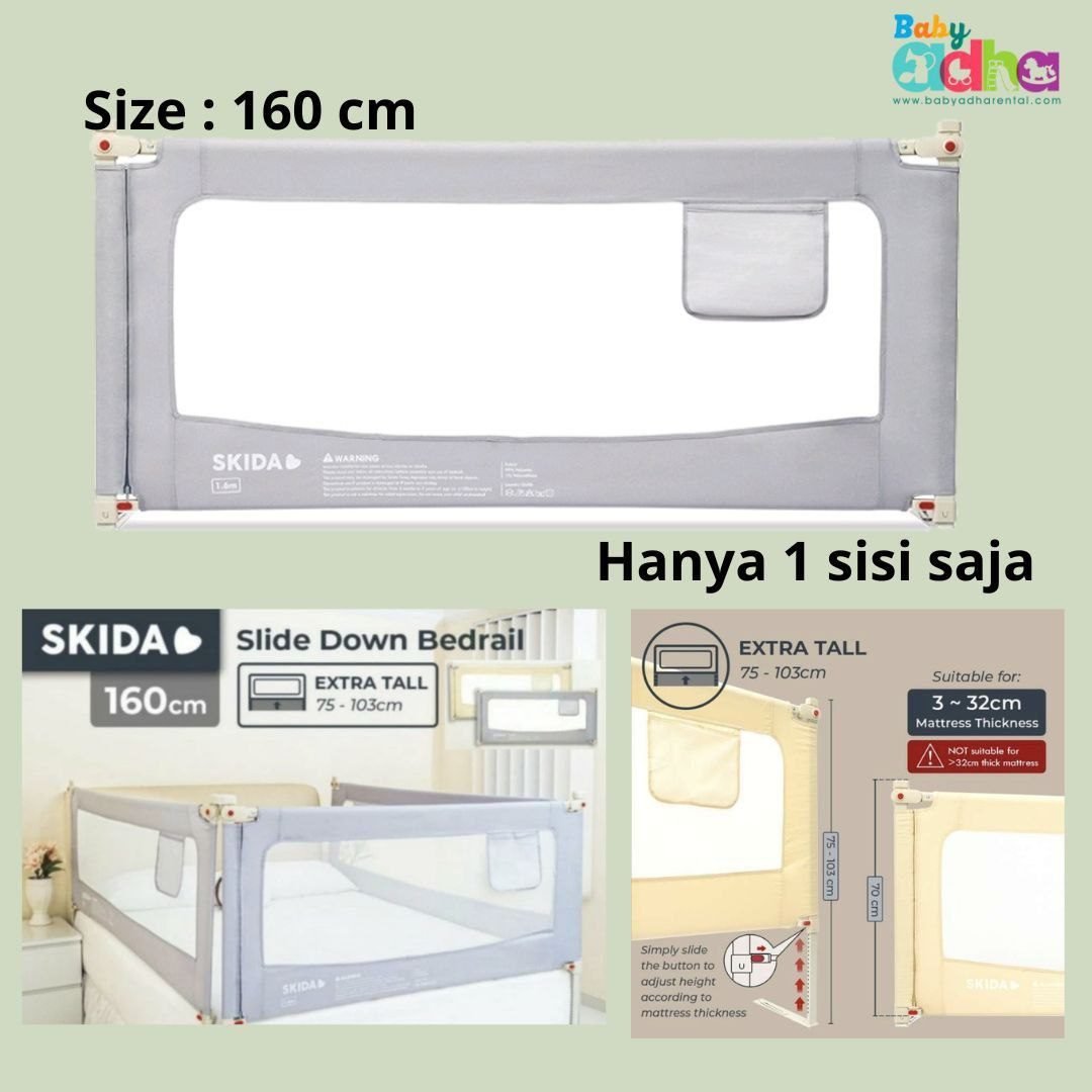 BEDRAIL SKIDAMARINK GREY 160CM