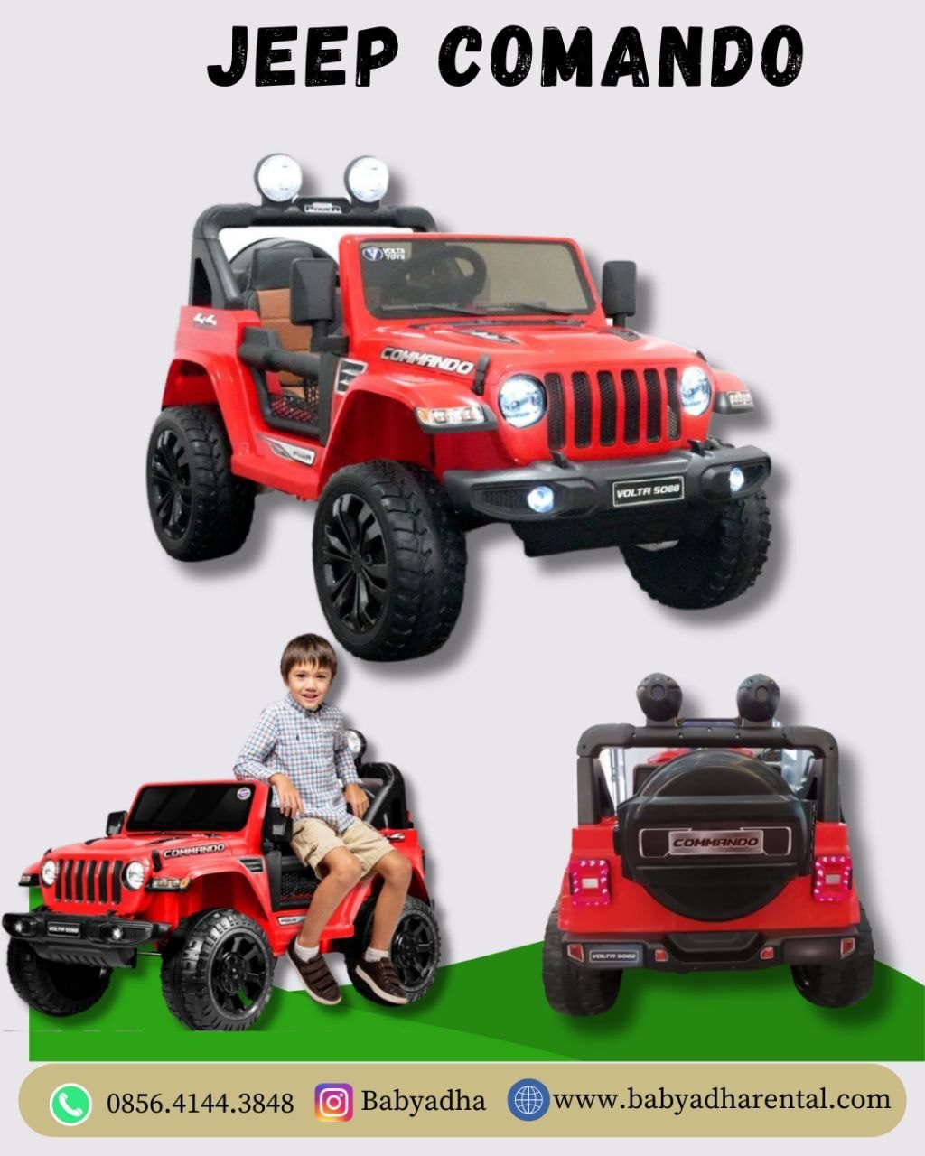 MOBIL AKI VOLTA JEEP RUBICON RED COMMANDO
