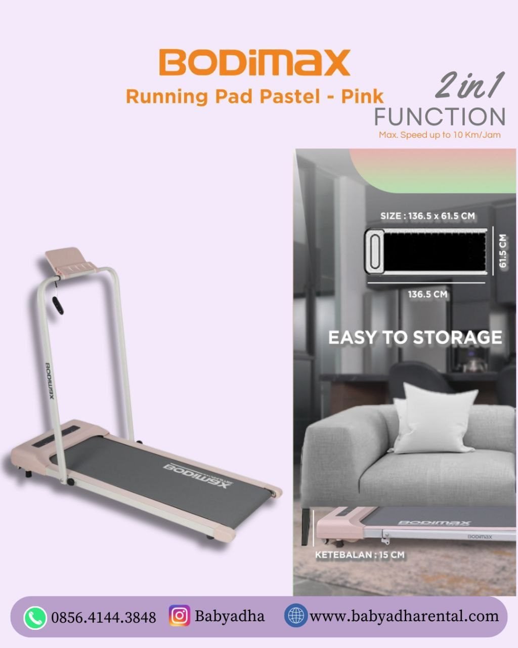 BODIMAX RUNNING PAD PASTEL PINK