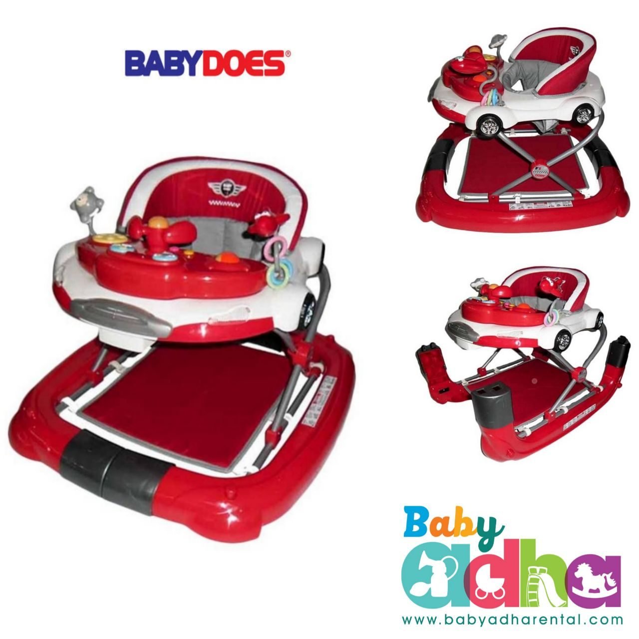 BABY WALKER BABYDOES RED GREY
